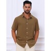 INSPIRE CHIC Men's Point Collar Short Sleeve Button Down Summer Linen Shirt - 2 of 4