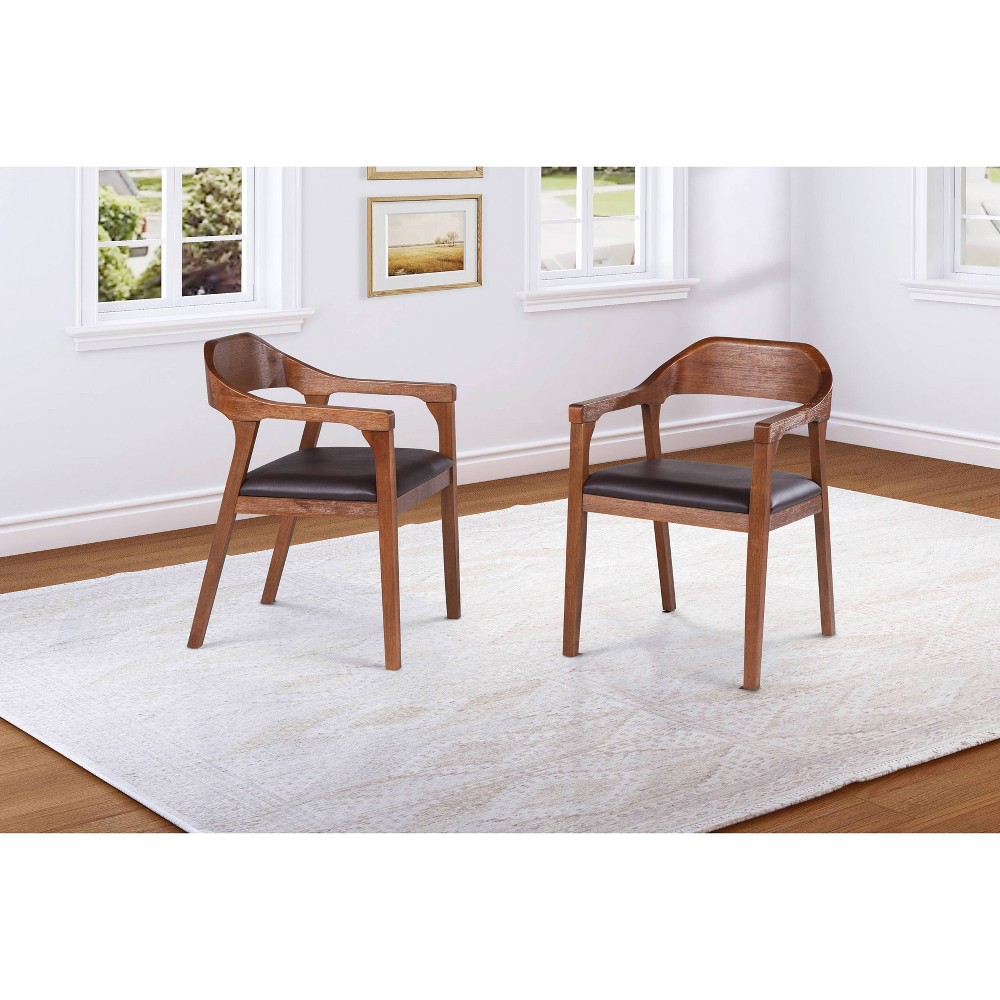 Photos - Dining Table Set of 2 Rasmus Dining Armchairs Brown/Chestnut - Boraam: Upholstered, Fau