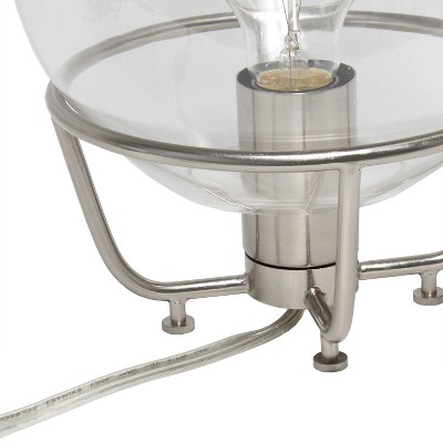 Modern Brushed Nickel Globe Shade Nightstand Lamp