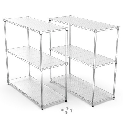 Dolonm 2 Pack 3-Tier Heavy Duty Wire Shelving Unit, 1050lbs Capacity, Adjustable Height, Chrome Finish, No Tools Assembly, 48"L x 18"W x 47.2"H