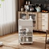 SKRAN 4 Tier Kitchen Island Cart with Spice Rack & Locking Casters, Simple Design Mobile Kitchen Storage Islands for Kitchen Living Room, White - 2 of 4