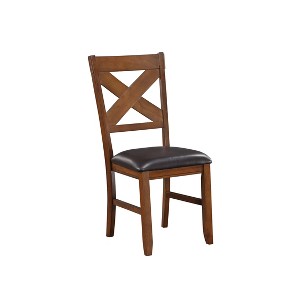 Acme Furniture Set of 2 Apollo Side Dining Chair Walnut & Espresso Faux Leather: Rubberwood Frame, Foam Fill - 1 of 4