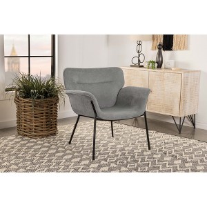 Fabric Upholstered Accent Chair with Flared Arms, Plush Cushioning and Metal Legs for Living Room - 1 of 4