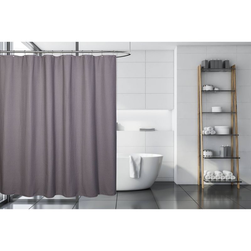 Belgian Waffle Shower Curtain Gray - Moda at Home, 1 of 5