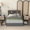KIGFTSOD Bed Frame with 4 Storage Drawers,  LED Light and Charging Station, Black Gray - 2 of 4