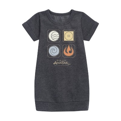 - Avatar: The Last Airbender - Nations Symbols Graphic Short Sleeve Fleece Dress