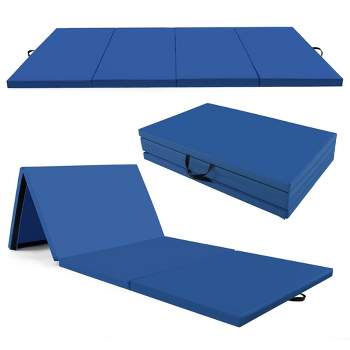 Gymax Large 6 x 4 ft Yoga Mat 8 mm Thick Blue for Home Gym Flooring