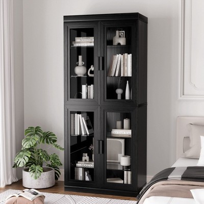 PexFix 67"x31"x16" Wood Accent Cabinet with Adjustable Shelves in Black