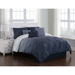 Queen 7pc Bergen Pintuck Comforter Set Blue - Addison Home