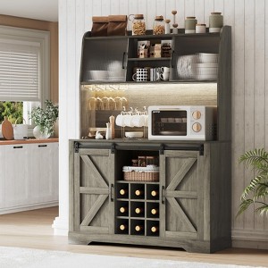 65.6"h Coffee Bar Cabinet With Charging Station & Led Light - 1 of 4