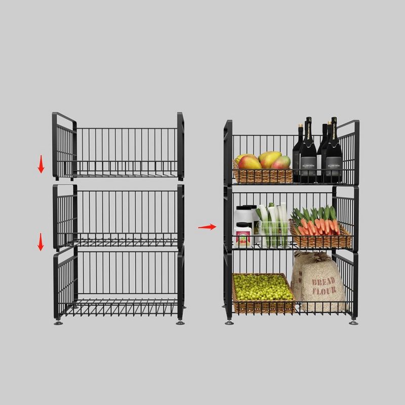 Fruit Basket For Kitchen, 3 Tier Fruit Storage Shelf With 4 Banana Hanger, 2 of 8