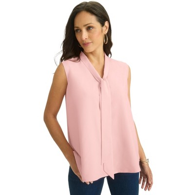 Jessica London Women's Plus Size Uptown Sleeveless Tie-Neck Blouse