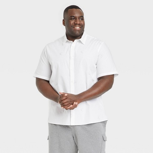 Men's Big u0026 Tall Short Sleeve Woven Novelty Button-down Shirt - Goodfellow  u0026 Co™ White Mt : Target