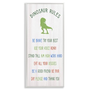 Stupell Industries Dinosaur Rules Kids List, 13" x 30" - 1 of 4