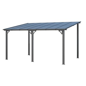 CLIHOME 14 ft. x 10 ft. Aluminum Patio Cover Outdoor Pergola with Retractable Canopy and UV-Blocking Panels - 1 of 4