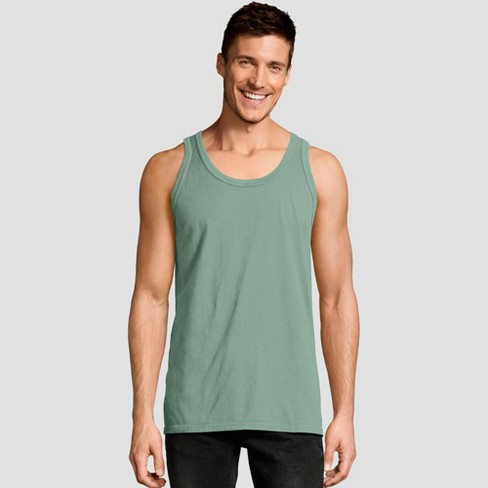 Hanes Men's 1901 Garment Dyed Tank Top - Green L : Target