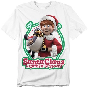 Men's Santa Claus Is Comin To Town Penguin T-Shirt - 1 of 4