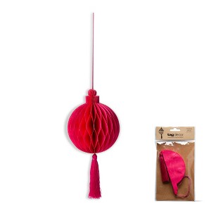 tagltd Paper Honey Comb With Tassel Fuchsia Decor Decoration Ornament Magnet Closure Cord For Hanging Christmas Xmas Holiday - 1 of 2