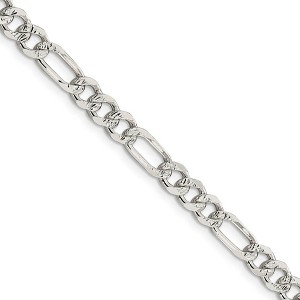 Black Bow Jewelry 5.5mm, Sterling Silver, Pave Flat Figaro Chain Necklace - 1 of 4