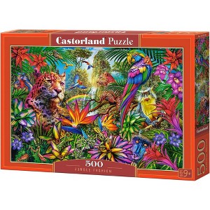 500 Piece Jigsaw Puzzle, Jungle Fashion, Animal puzzles, Vibrant wildlife, Tropical fantasy art., Adult Puzzle, Castorland B-53926 - 1 of 4