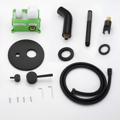 Matte Black Wall Mount Bathtub Faucet with Hand Shower