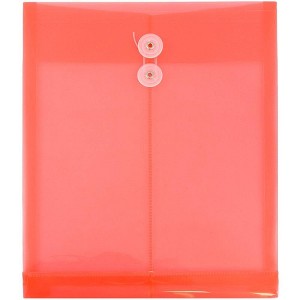 JAM Paper 9 3/4'' x 11 3/4'' 12pk Plastic Envelopes with Button and String Tie Closure, Letter Open End - 1 of 4