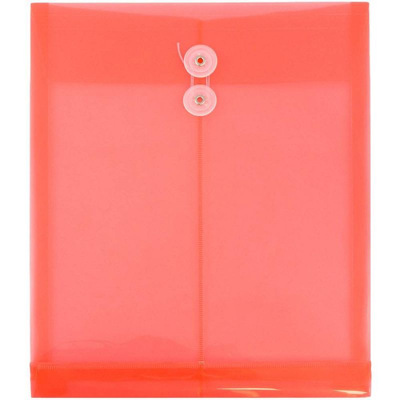 JAM Paper 9 3/4'' x 11 3/4'' 12pk Plastic Envelopes with Button and String Tie Closure, Letter Open End, 1 of 7