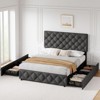 Bed Frame with Storage Drawers, Upholstered Platform Bed Frame with Adjustable Headboard, Modern Button Tufted Design - 3 of 4