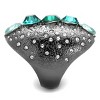 Slickblue Women’s Stainless Steel Statement Ring, Blue Green Synthetic Crystal with Clear Side Stones, IP Gun, Size 5-10 - 4 of 4