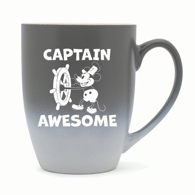 Elanze Designs Captain Awesome Two Toned Ombre Matte 10 ounce New Bone China Coffee Tea Cup Mug, Gray and White