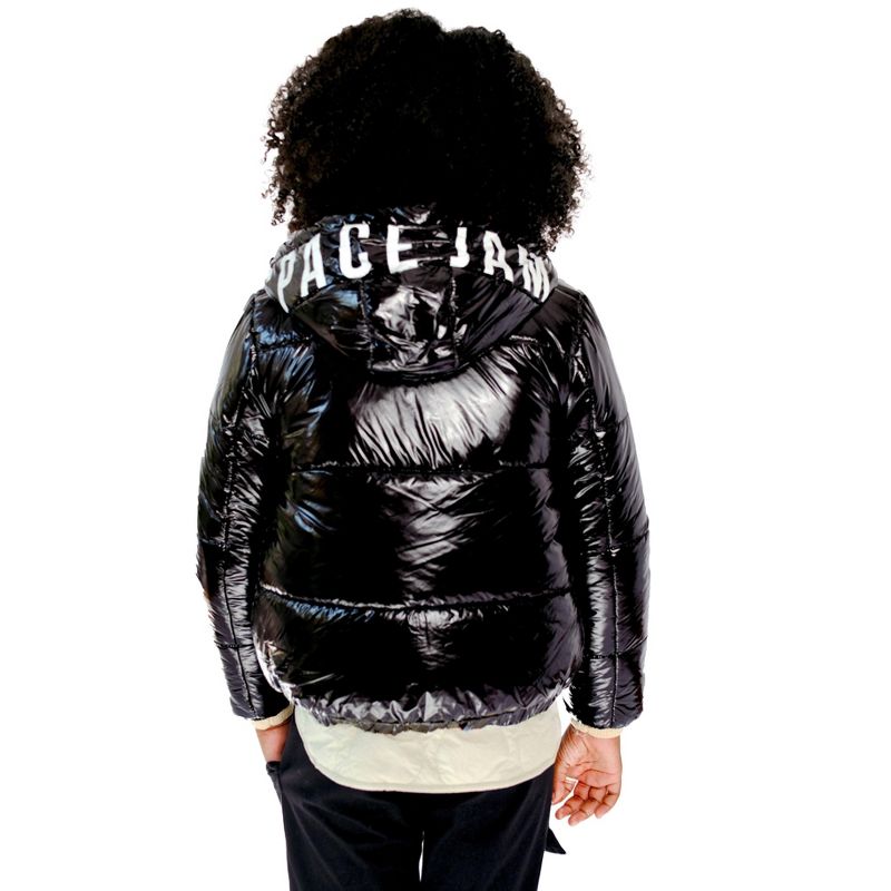 Members Only Girl Cire Puffer With Mash Print Lining Jacket -Black , Size- 6X, 3 of 7