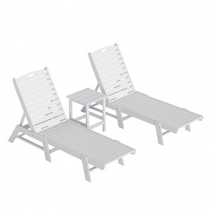 WestinTrends 3 Pieces Poly Outdoor Patio Chaise Lounge Chair with Side Table Set - 1 of 4