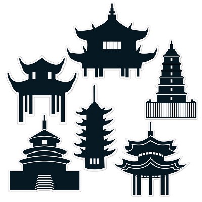 Beistle Pagoda Silhouettes, 11"-14.5", (12/Pkg) Multicolored