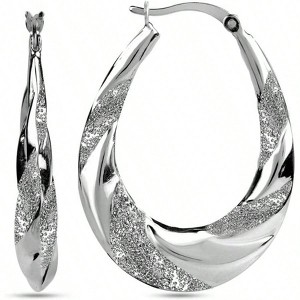Sterling Silver Shrimp Diamond - Cut Hoop Earrings for Women - 1 of 4