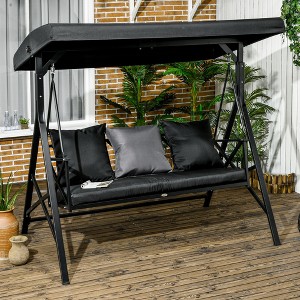 CAVINAS 3-Seat Patio Swing Chair,Porch Swing with Cushion,3 Throw Pillows and Adjustable Tilt Canopy,Outdoor Swing for Poolside,Backyard,Garden - 1 of 4