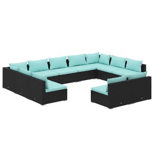vidaXL Garden Lounge Set Black, Water blue - 1 of 4