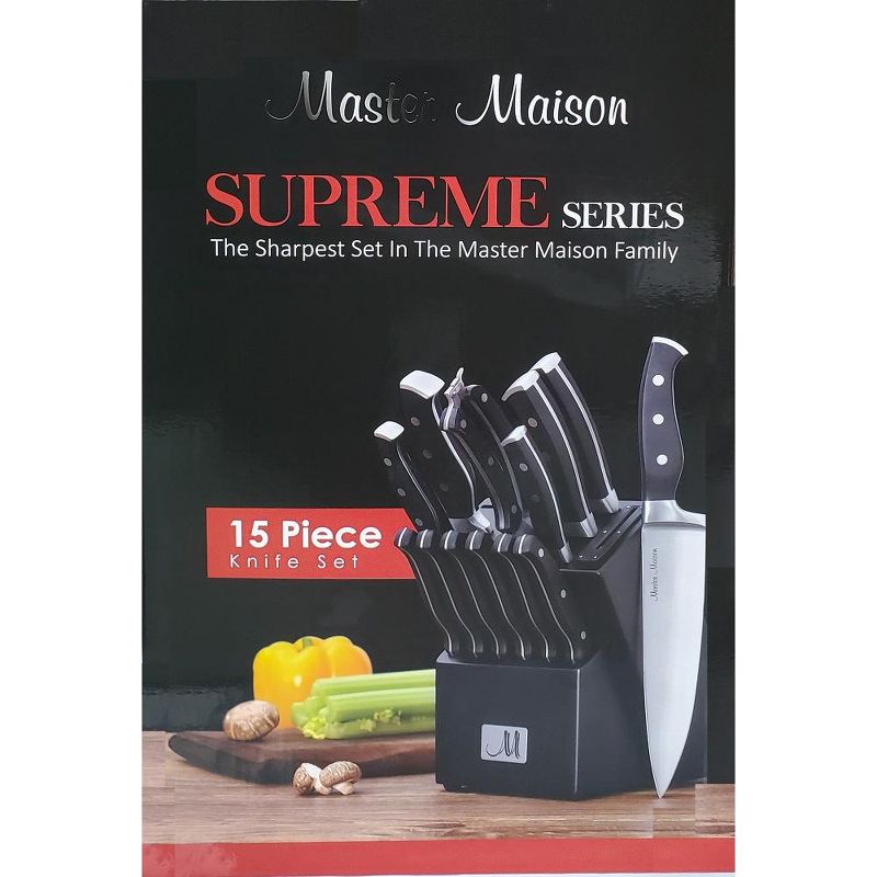 Supreme Series 15-Piece Knife Set in Black Wooden Block with Integrated Sharpener, 3 of 4