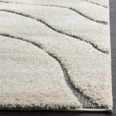 Cream and Grey 4' x 6' Tufted Handmade Shag Rug