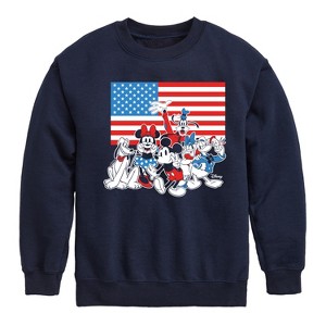 Boys' - Disney - Mickey And Friends Flag Graphic Long Sleeve Fleece Sweatshirt - 1 of 4