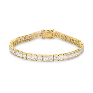 Slickblue Luxury 16.77ct Princess Cut CZ Gold Tennis Bracelet, 7.5-Inch for Women - Classic Wedding/Engagement Jewelry - 1 of 3
