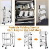 Foldable Utility Carts Stainless Steel with Locking Wheels, 3 Shelf Holds 400lbs Collapsible Service Cart for Garage, Warehouse, No Assembly Required - 3 of 4