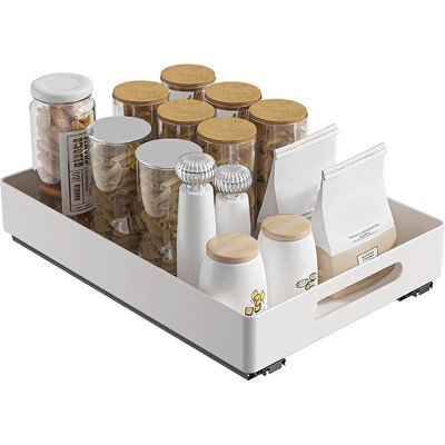 Garvee Pull Out Cabinet Organizer, Sliding Drawer Storage Basket for Kitchen Pantry Bathroom, Under Sink Shelf Organiser, White (37x26x8cm) — фото 6