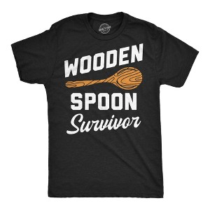 Mens Funny T Shirts Wooden Spoon Survivor Sarcastic Parenting Graphic Novelty Tee For Men - Crazy Dog Men's T Shirt - 1 of 4