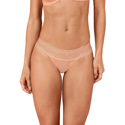  Leonisa Lace Side Seamless Thong Panty - Comfy No Show Underwear  for Women Beige : Clothing, Shoes & Jewelry