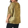 Agnes Orinda Women's Plus Size Metallic Sparkly Crew Neck Button Decor 3/4 Sleeve Casual Patry Blouses - 4 of 4