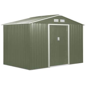 Outsunny Metal Storage Shed Garden Tool House with Double Sliding Doors, 4 Air Vents for Backyard, Patio