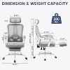 Ergonomic Office Chair with Adjustable Lumbar Support & Footrest, High-Back Mesh Computer Chair, 400LB Capacity for Home, Office, and Gaming - 3 of 4
