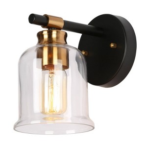 LNC Chayote Polished Gold and Matte Black Modern/Contemporary  Vanity  Lights,Clear Glass Bell Shade, 1 Light/ 2 Light/ 3 Light/4 Light - 1 of 4