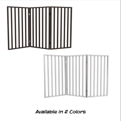 Dark Brown 3-Panel Freestanding Metal and Plastic Pet Gate