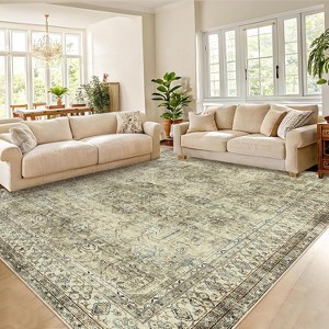 Washable Area Rugs, Non Slip Non Shedding Distressed Print Carpet, Stain Resistant Soft Floor Cover for Living Room Bedroom Dining Room Office Nursery - 1 of 4
